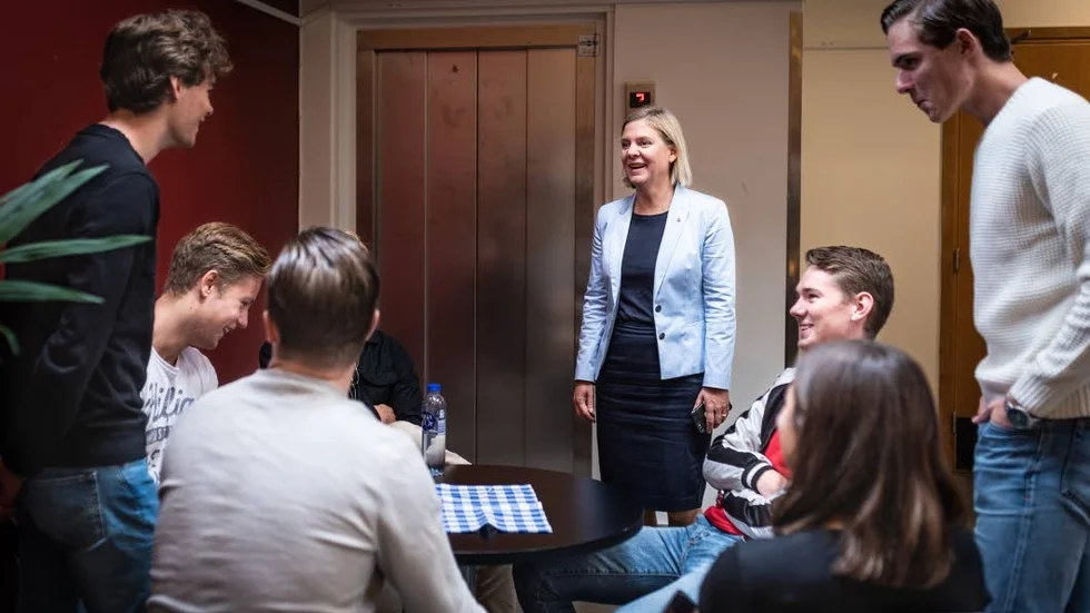 Magdalena Andersson (S) på Lundellska skolan.