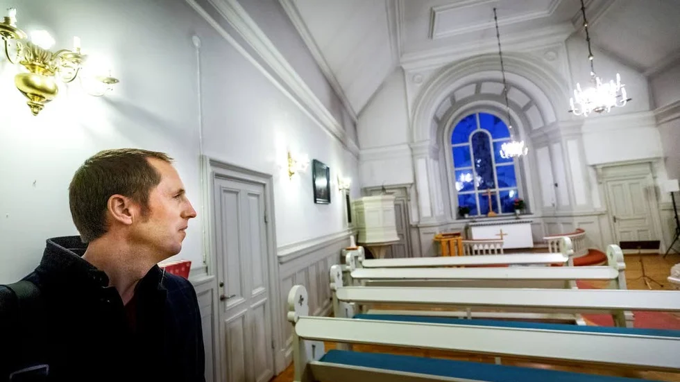 Erik Pelling (S) i Den gode herdens kapell, i kvarteret Vingmuttern.