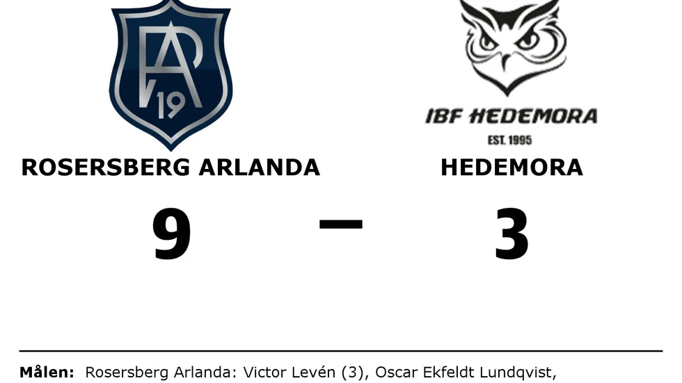 Rosersberg Arlanda IBK vann mot IBF Hedemora