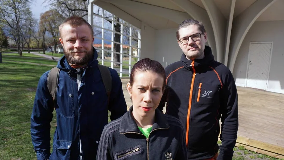 Jacob Hoffsten, Sara Rais och Christian Fredriksson presenterade planerna för årets förstamajfirande i Socialisternas regi.