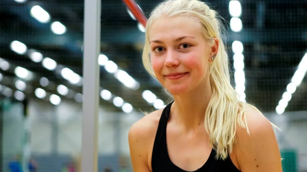 Inte nöjd.  1,87 är ett godkänt resultat för Maja Nilsson men varken mer eller mindre, tycker hon.