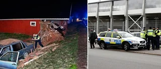 I NATT: Mordförsök, supporterbråk och bil in i lada