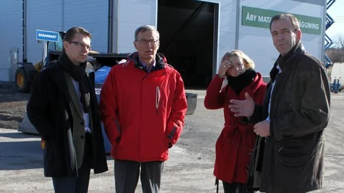 Studiebesök av Roger Tiefensee Centerns miljöpolitiske talesperson, Gösta Gustavsson styrelseordförande Tekniska Verken, Linn Johansson Centerpartiet och Stellan Jacobsson.