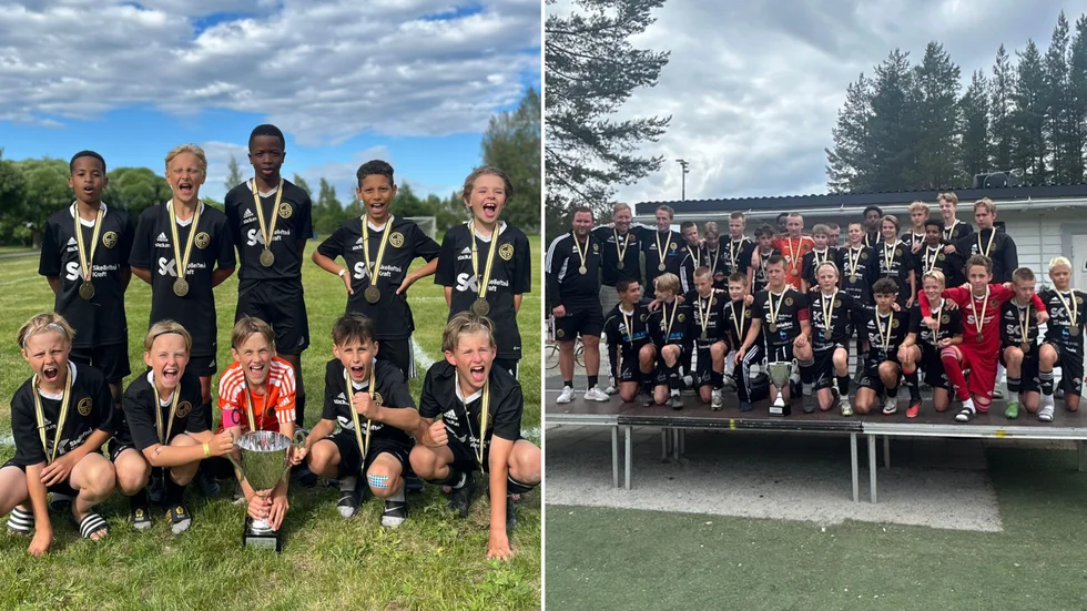 Skellefteå FF vänder hem med dubbla bronsplatser i PSG. Pojkar födda 2013 (till vänster) och pojkar födda 2010. 