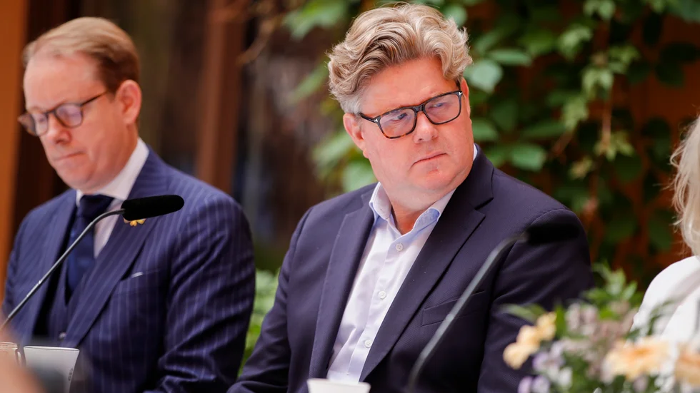 Justitieminister Gunnar Strömmer (M) vid regeringens sommarfika med journalister.
