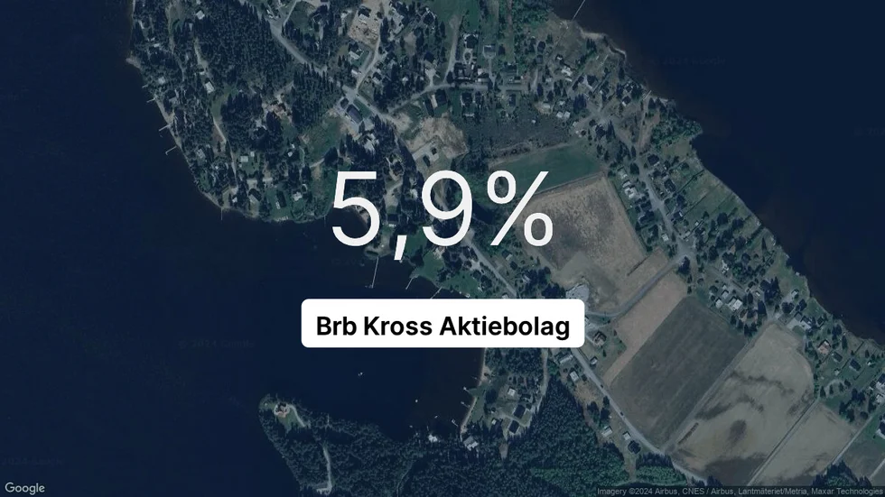 Illustrationen visar rörelsemarginalen för Brb Kross för det senaste året. Bakgrunden är en satellitbild över företagets adress.
