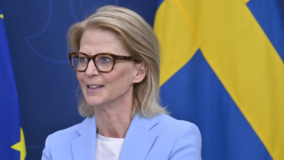 Finansminister Elisabeth Svantesson (M) presenterar nyheter från vårändringsbudgeten. Arkivbild.