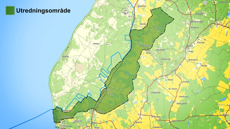 Svenska Kraftnät har valt väg för de två markkablar som ska dras från stranden söder om Tofta skjutfält till stationen vid Forse i Stenkumla. Det område som behöver utredas omfattar cirka 1 500 hektar.