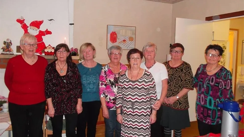 HEMLAGAT. Här är de som gjorde det. Från vänster Inga-Britt, Siv, Inga-Britt igen, Aila, Siri, Inger, Ingalis och Birgitta.