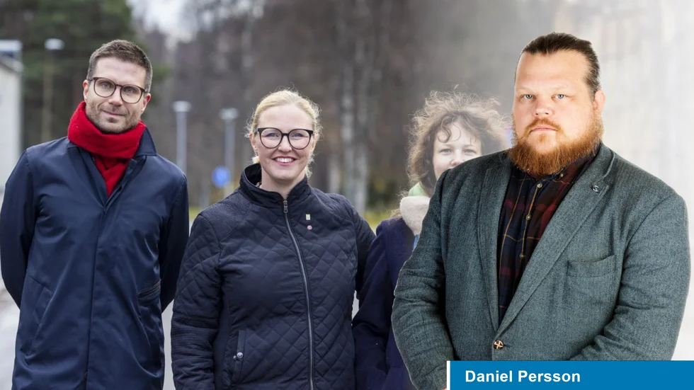Luleå Kommuns nya styrande trojka: Mattias Karvonen (V), Carina Sammeli (S) och Evelina Rydeker (MP).