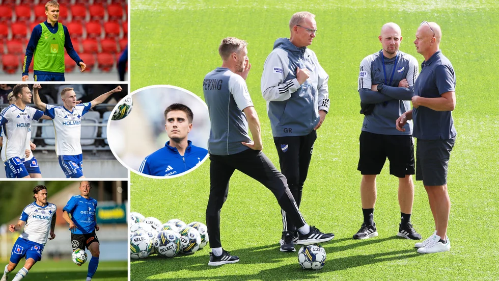 Tony Martinsson (längst till höger) hyllar ledarstaben med Martin Sjögren, Glen Riddersholm och Fredrik Landén med flera för lyftet under säsongen. Jesper Tolinsson (översta lilla bilden) är senaste och troligen sista nyförvärvet i sommar efter Carl Björk (runda bilden). Klubben försöker värva loss Victor Lind medan man ännu inte fått några bud på någon av de befintliga spelarna, såsom Arnór Traustason. 