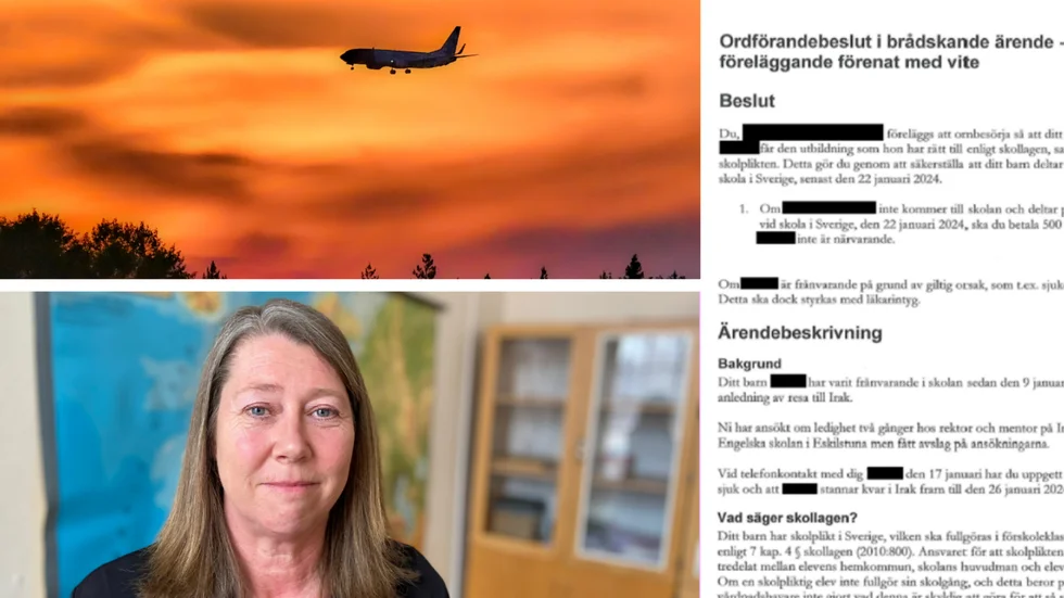 Föräldrarna lät dottern resa till Irak trots att skolan avslagit deras ledighetsansökan. Nu hotas de av vite om flickan inte återförs till Sverige omedelbart. "De dagar det är skolgång ska eleverna vara i skolan", säger Patricia Engström, enhetschef på barn- och utbildningsförvaltningen.