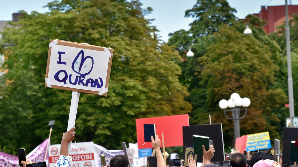Demonstration på Medborgarplatsen i Stockholm mot koranbränningarna. Arkivbild.