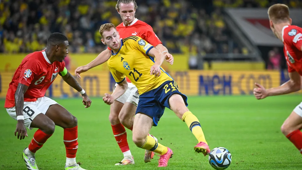 Sveriges Dejan Kulusevski under tisdagens EM-kval mellan Sverige och Österrike på Friends Arena i Solna.