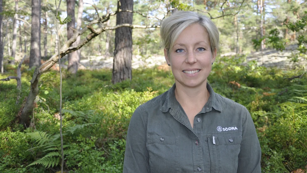 Sara Jonsson är inspektor och produktionsledare på Södra Skogsägarna i Vimmerby.