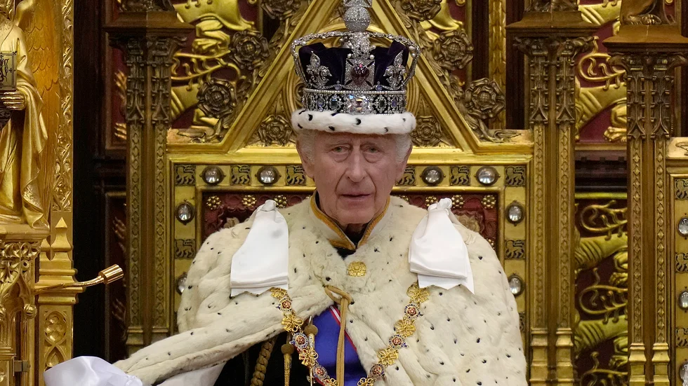 Storbritanniens kung Charles| III under parlamentets öppnande på måndagen.
