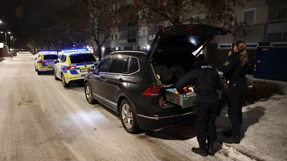 Polisinsats på Bandstolsvägen under torsdagskvällen.