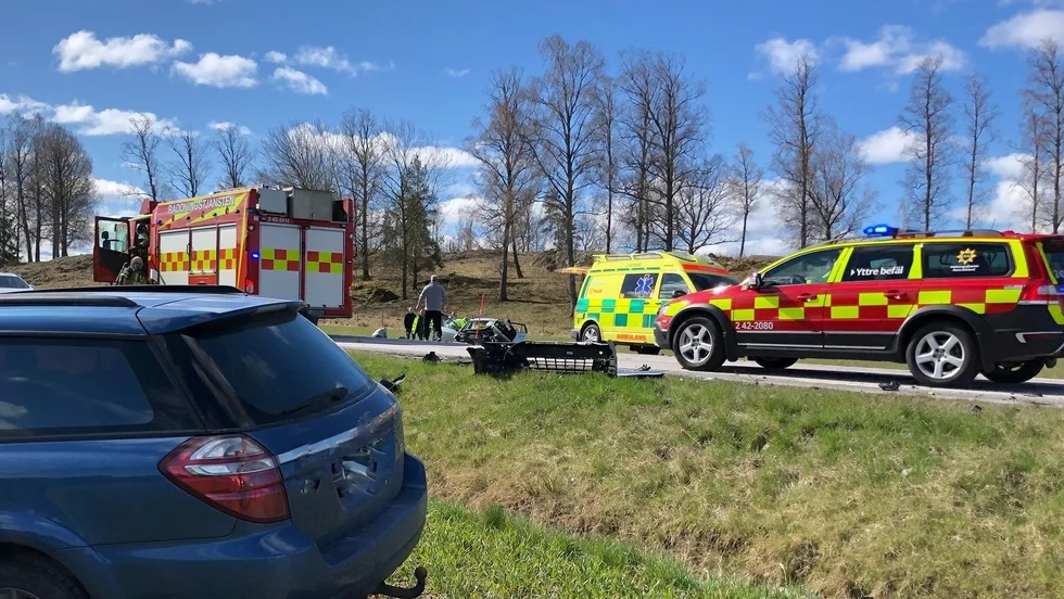 Två bilar kolliderade på väg 35 i höjd med Fillinge.