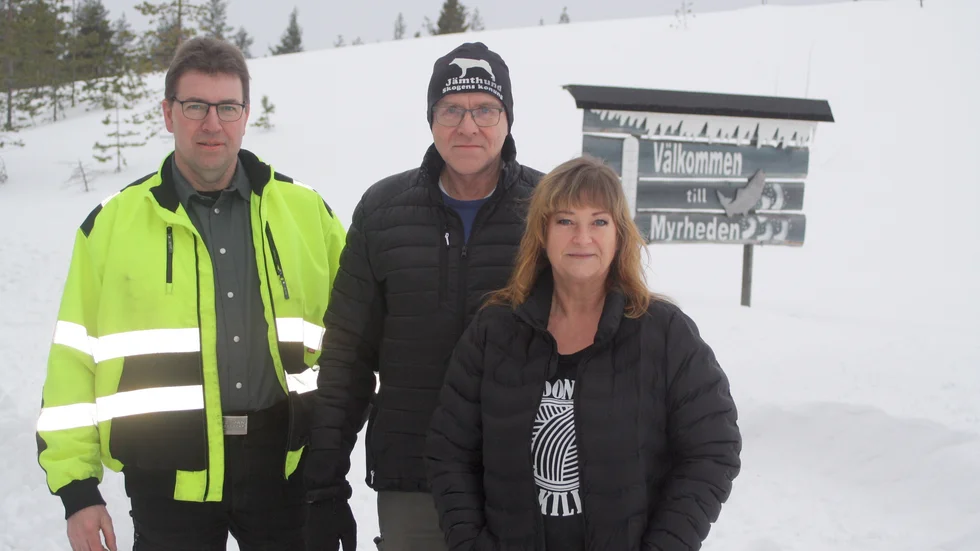 Kalle Abrahamsson, Tommy Edlund och Anna Grimm Edlund driver varsitt företag i Myrheden.