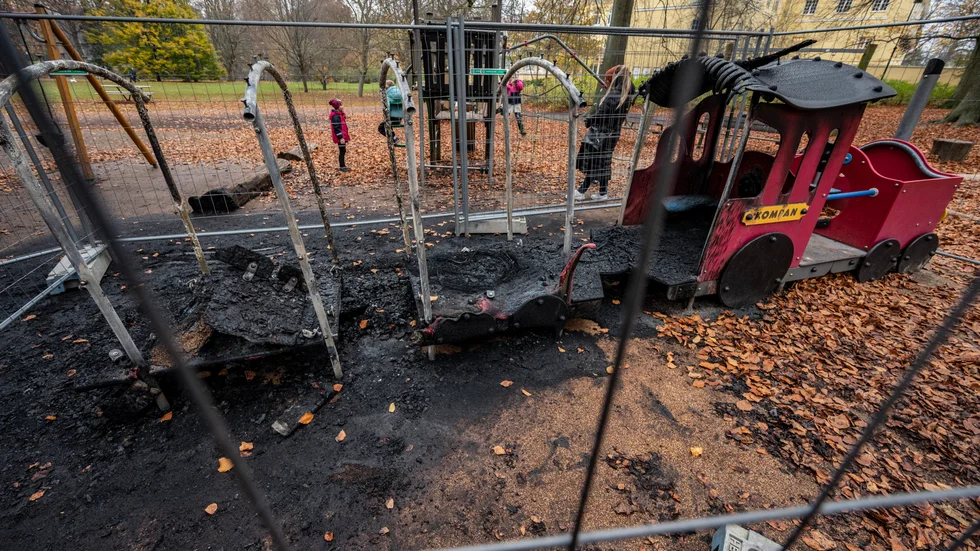 I Kungsparken i Malmö förstördes ett lektåg i en brand tidigt på lördagsmorgonen. Malmö har under det senaste året drabbats av en serie bränder på lekplatser.