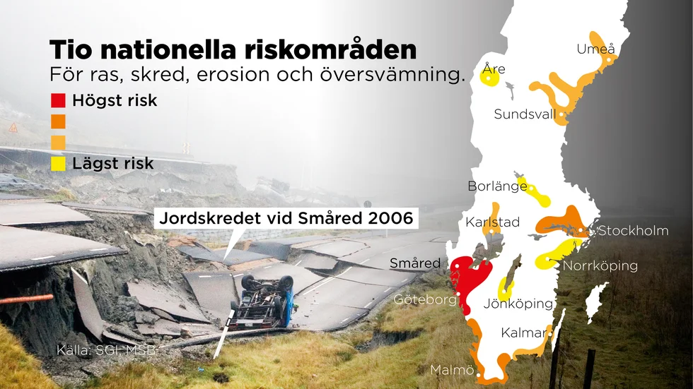De tio största riskområdena för ras, skred, erosion och översvämning pekas ut i en ny rapport.