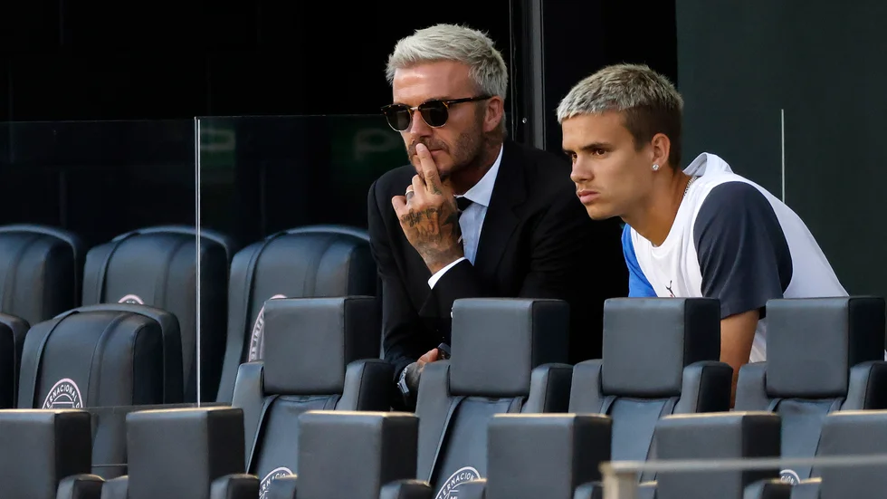 David Beckham och sonen Romeo.