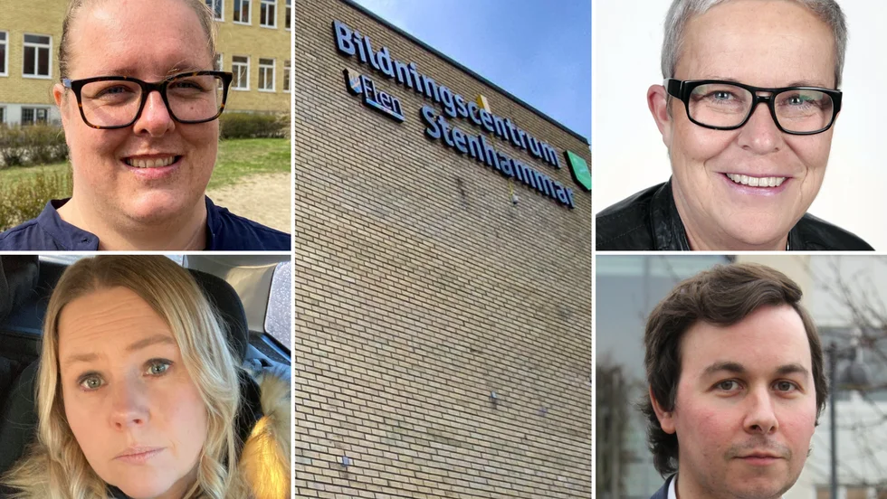 Intensiva förhandlingar pågår gällande framtiden för Stenhammarskolans gymnasium. Bland annat mellan de fackliga representanterna Elin Duàn och Therese Hessel Jonsson (till vänster) och skolchef Lena Furén och rektorn Axel Lagergren Jernselius.