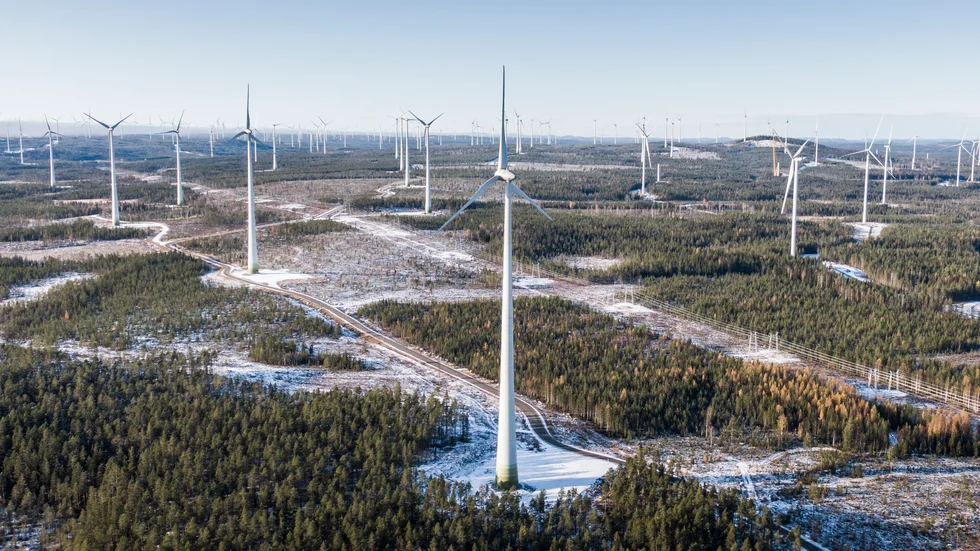 Anläggningen i Markbygden utanför Piteå är Europas största vindkraftspark på land. 