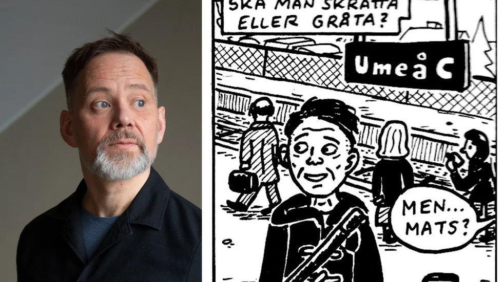 Mats Jonsson i verkligheten och i sin egen serie. 
