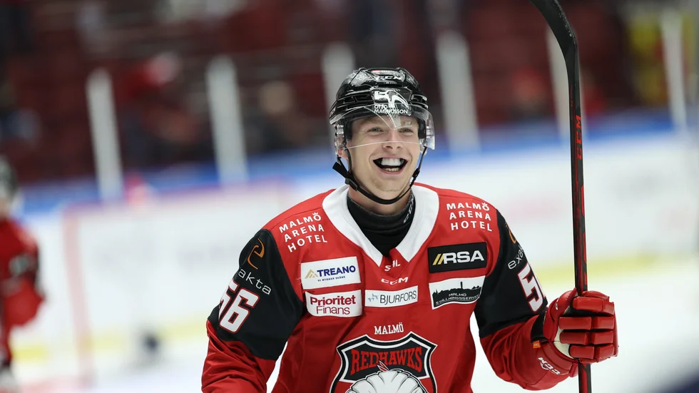 Malmös Anton Olsson jublar efter 3-0-målet.