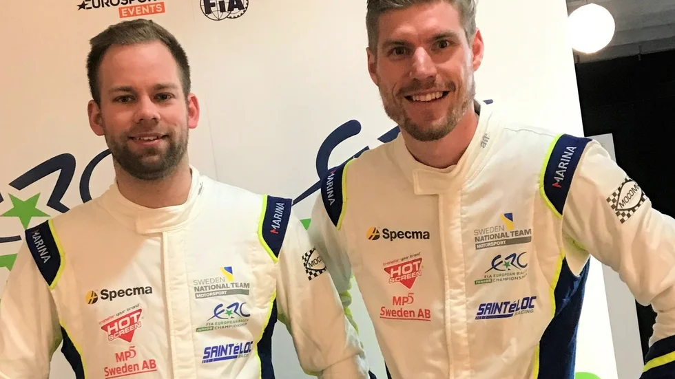 Årets Silvermedaljörer i Rally SM. Kartläsaren Andreas Johansson, Eskilstuna MK med föraren Mattias Adielsson från Göteborg i Ford Fiesta R5.