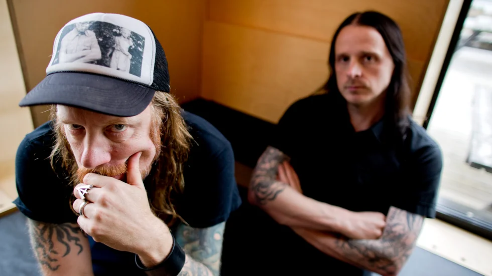 Tomas "Tompa" Lindberg och Anders Björler från At The Gates. Arkivbild.