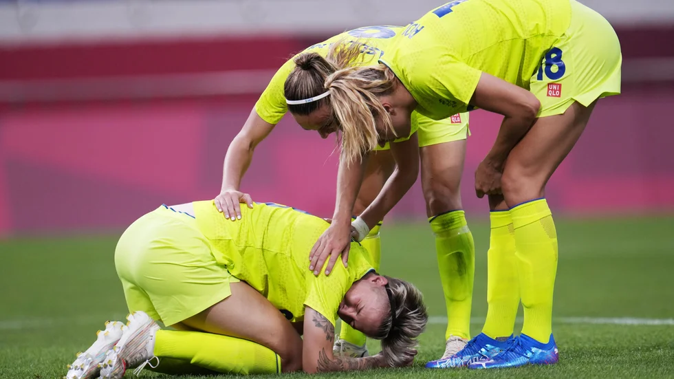 Svenska fotbollsdamerna under OS i Tokyo. Arkivbild.