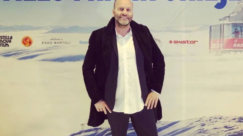 David Myhr på plats vid galapremiären för filmen "Tills Frank skiljer oss" där popartisten från Piteå gör en av låtarna.