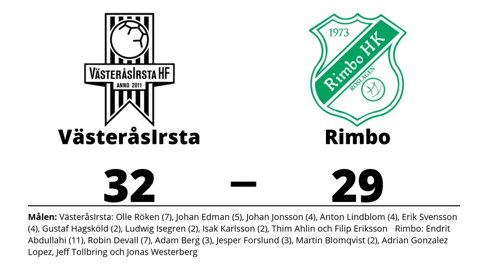 VästeråsIrsta HF vann mot Rimbo HK Roslagen