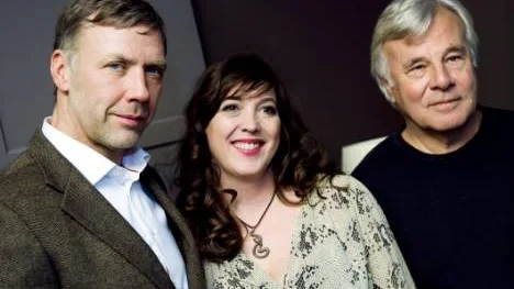 Skådespelaren Mikael Persbrandt, regissören Kathrine Windfeld och författaren Jan Guillou.