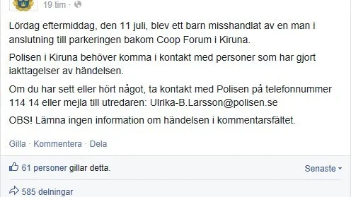 Stor spridning. Polisens efterlysning delades nästan 600 gånger det första dygnet.