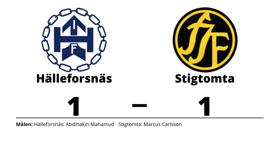 Hälleforsnäs IF spelade lika mot Stigtomta IF