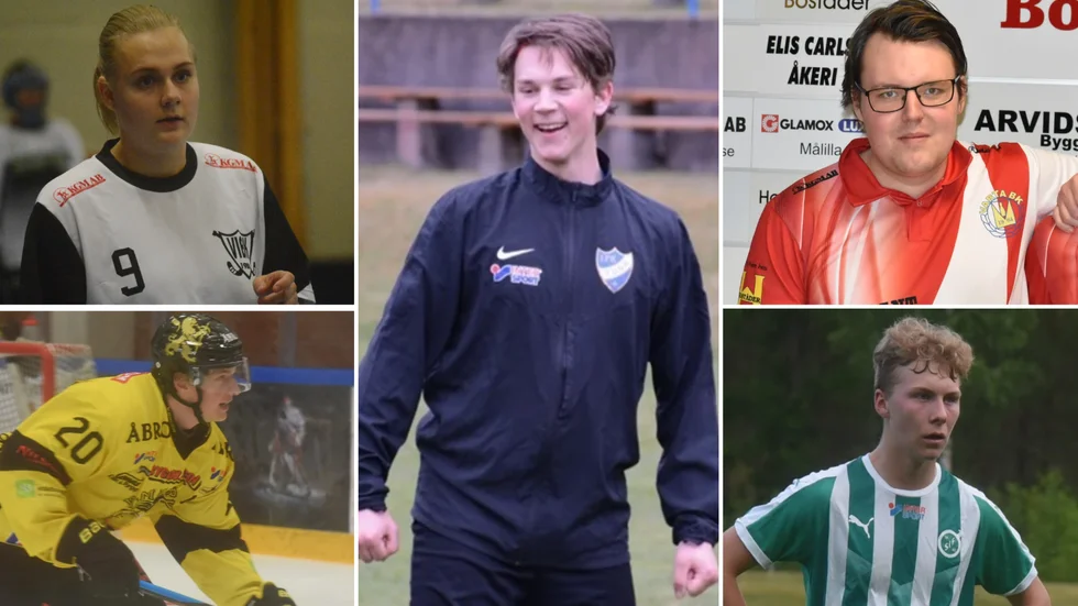 Daniel Öhlund (i mitten), Stella Milton, Adam Bäckstrand, Daniel Rehn och Linus Hemmingsson är Veckans idrottare.