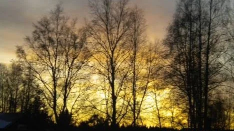 Långnäs en vacker decemberafton, med solnedgång.