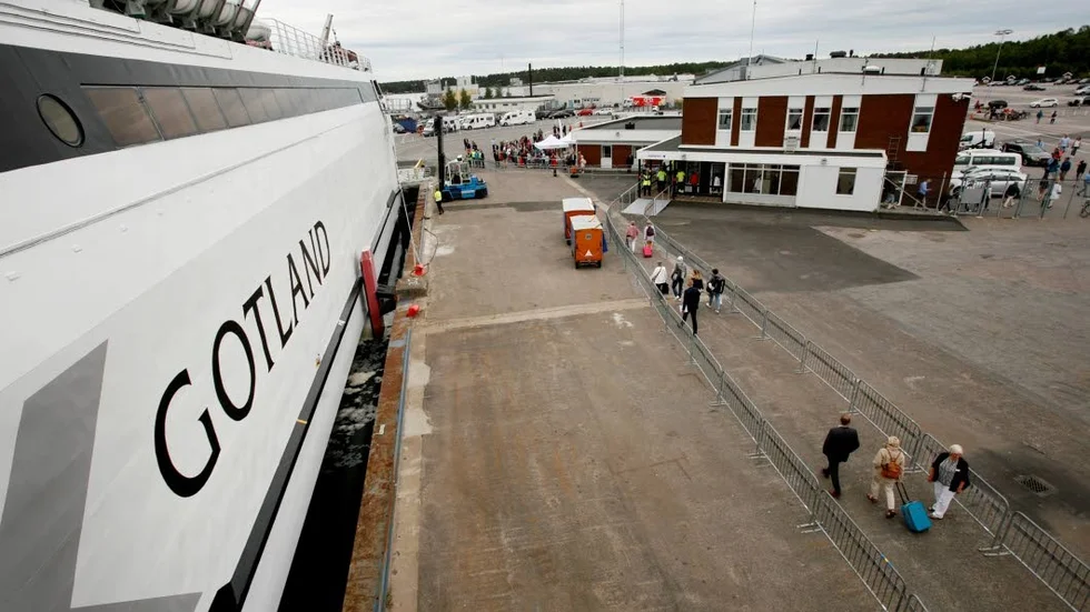 Gotlandsfärja i Västerviks hamn.