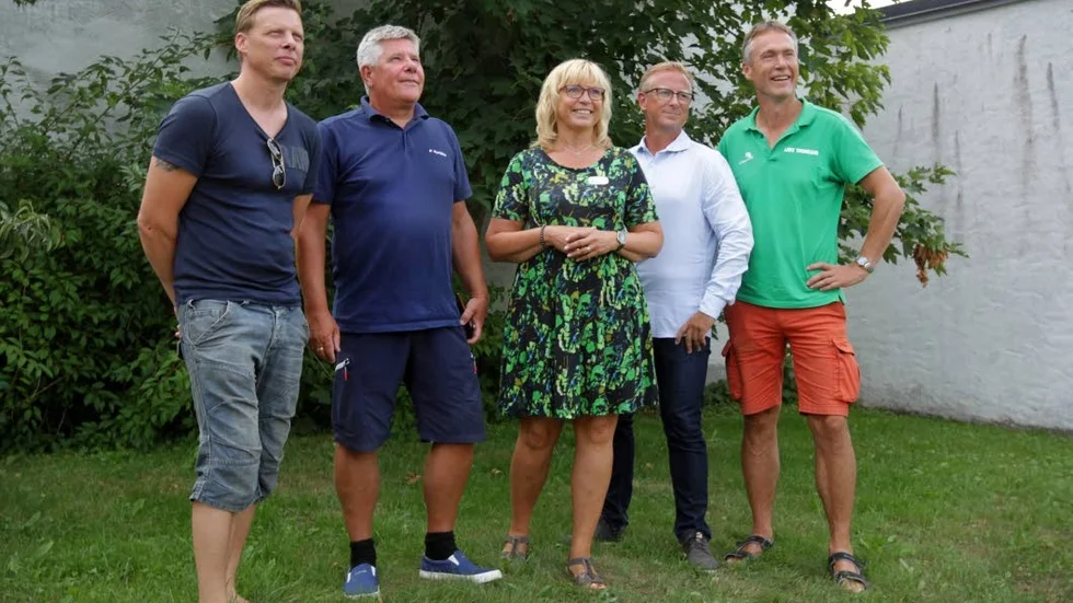 Fredrik Gradelius, Arne Strandänger, Eva Nypelius, Niklas Harlevi och Lars Thomsson presenterade Centerpartiets förslag för "offensivt byggande".
