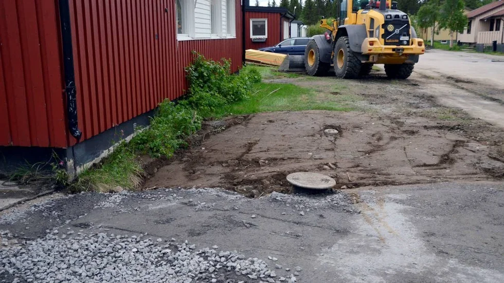 Hål i Malmberget. Enligt LKAB beror hålen inte på gruvbrytningen.