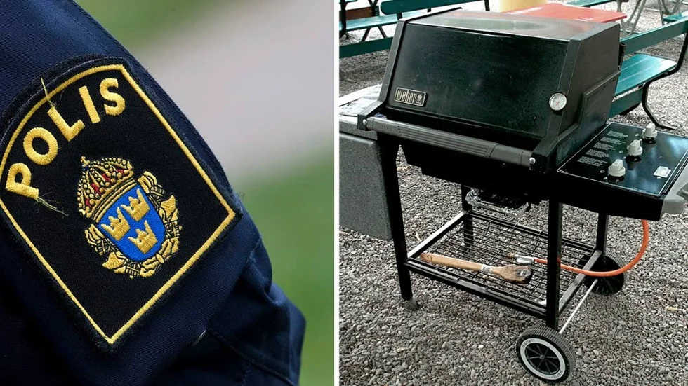 Gasolgrill utan gasoltub. En allt vanligare syn i sörmländska villaträdgårdar efter den senaste tidens stöldvåg.
