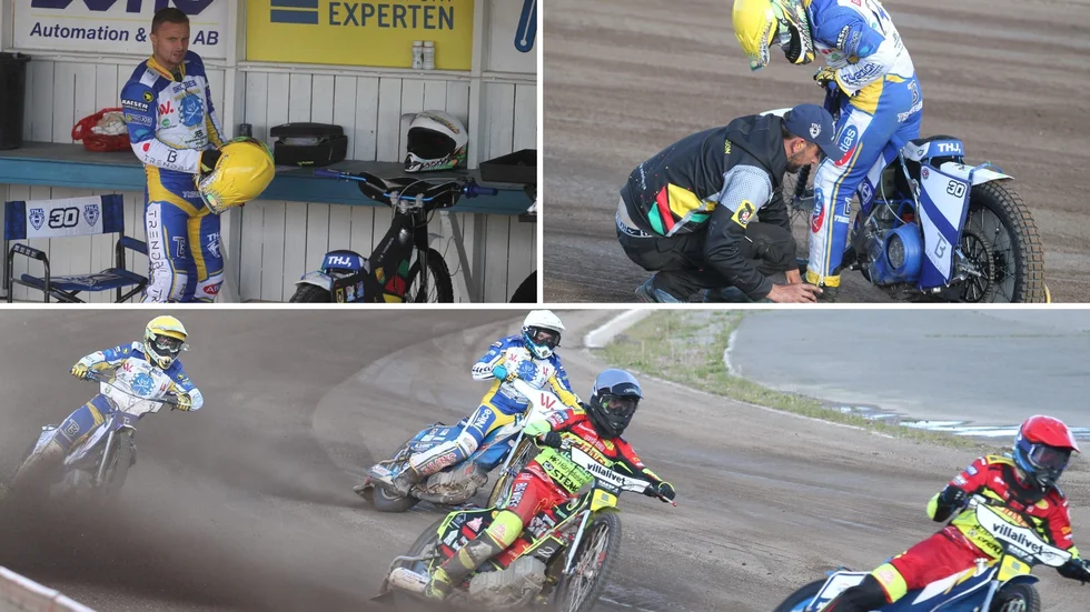 Thomas H Jonasson kom, sågs och tog inte så många poäng på banan i Gislaved. Piraternas förare trevar fortsatt efter formen och får inte till det i årets elitserie. Bilderna är från före och under nollpoängaren i Jonassons första heat som Lejonen vann med en femetta.