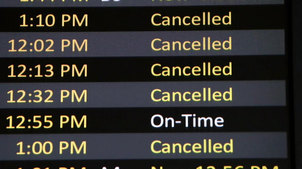 Inställda flygavgångar. Arkivbild.