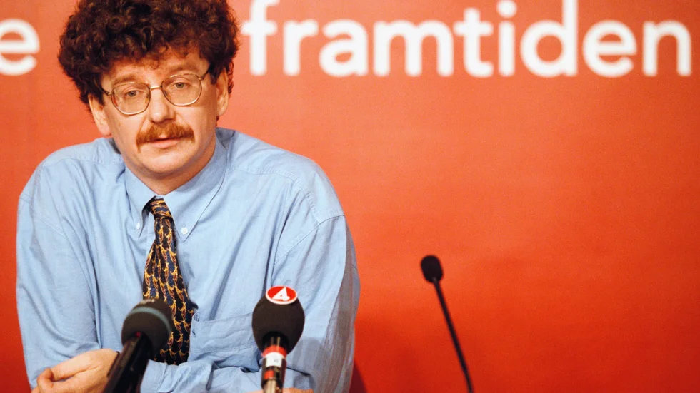 Här ser vi Lars Stjernkvist på pressträffen då han presenteras som ny partisekreterare för Socialdemokraterna. 