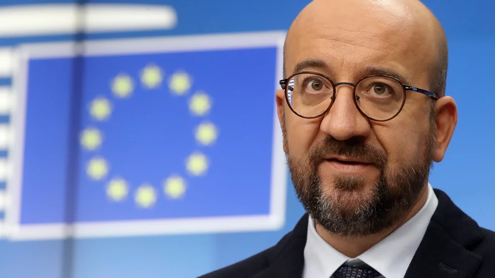 EU:s rådsordförande Charles Michel hyllar Nato-samarbetet inför fredagens fortsatta EU-toppmöte via webben. Arkivfoto.