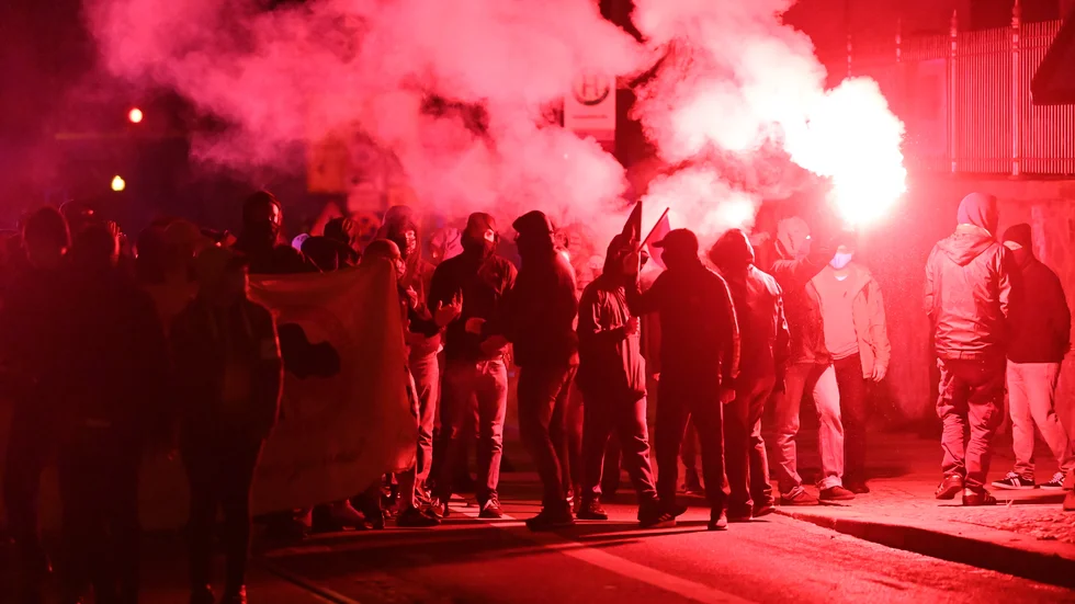 Våldsamheter uppstod vid demonstrationen.