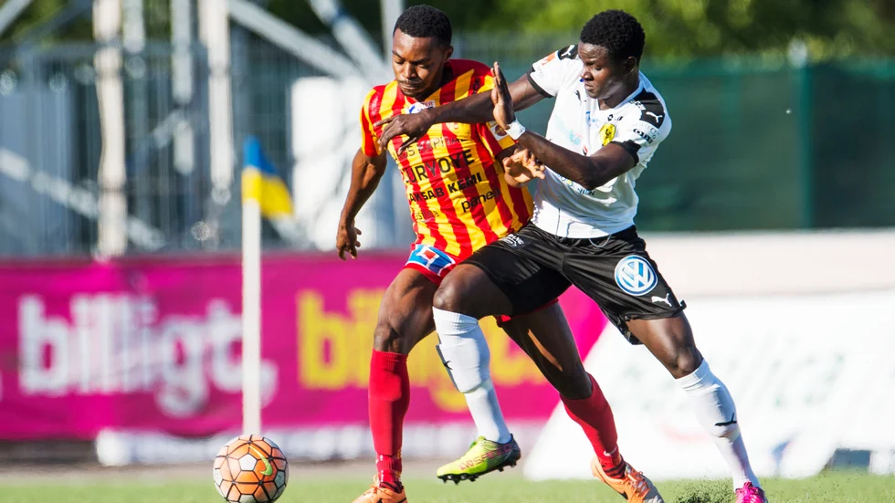 Abu Bakarr Suma har testat superettan med Täbylaget Frej, här i bortamöte med Syrianska.